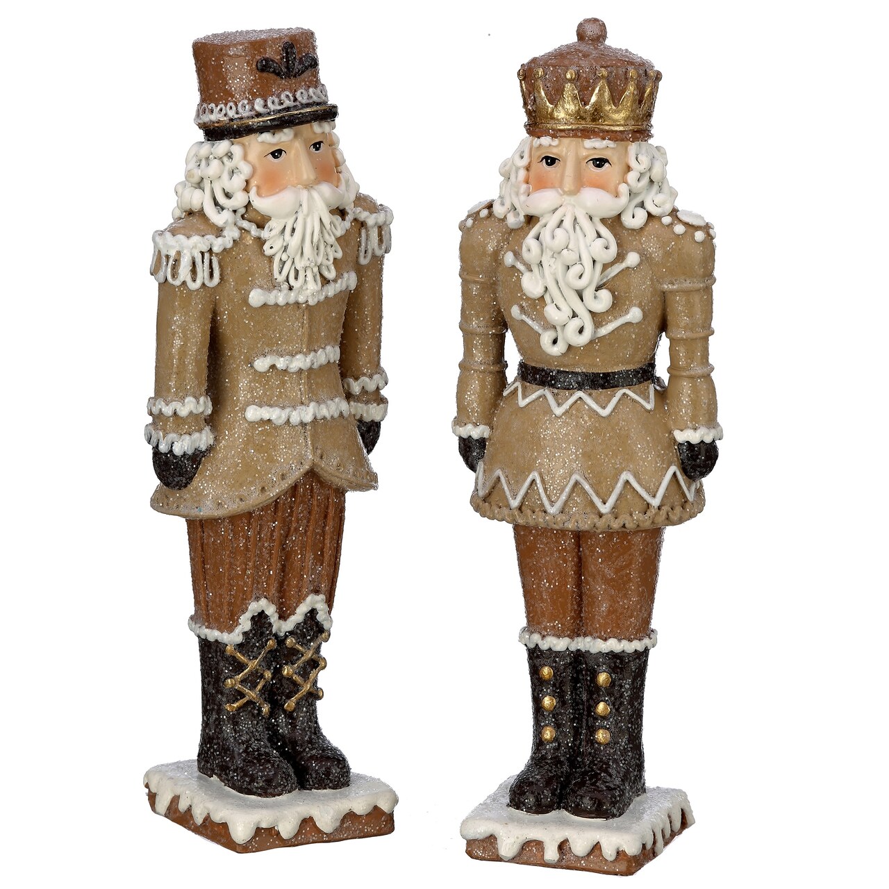 Contemporary Home Living Set of 2 Glittered Frosted Gingerbread Christmas Nutcracker 7"